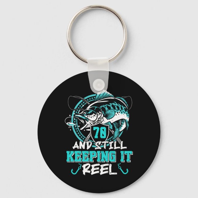 Chaveiro 70th Birthday Fishing Funny 70 Still Keeping It Re (Frente)