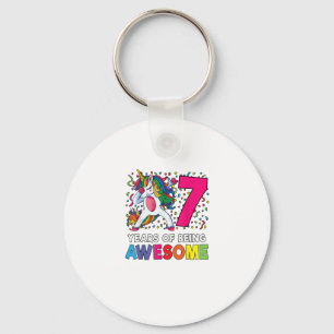Chaveiro 7 Birthday Dabbing Unicorn Party - Presente De 7 A