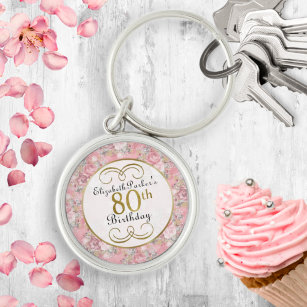 Chaveiro 80 Floral cor-de-água rosa bonito Aniversário