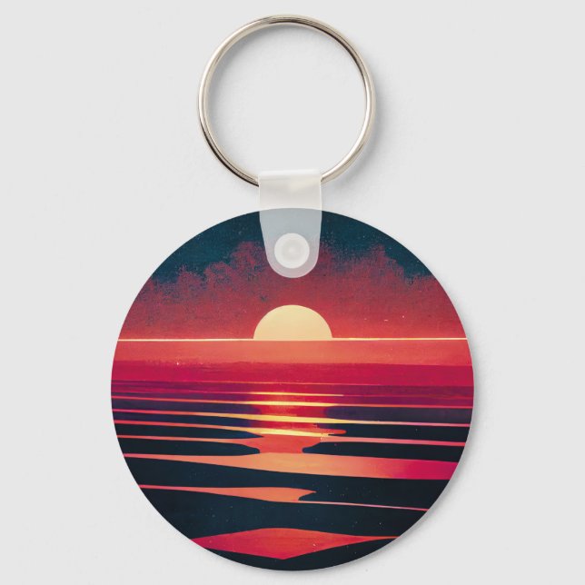 Chaveiro 80s Sinthwave Red Sea and Vintage Sunset (Frente)