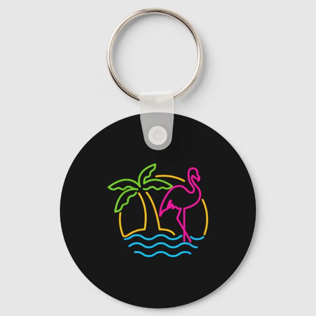 Chaveiro 80s Vintage Miami Retro Neon Nk Flamingo  (Frente)