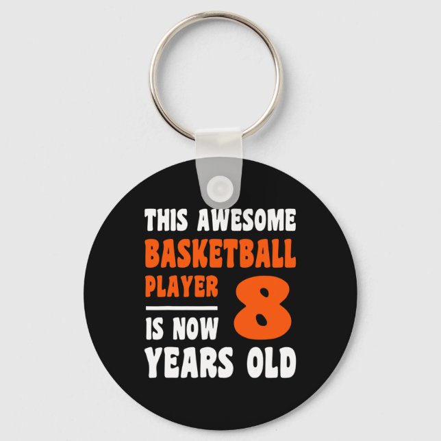 Chaveiro 8 anos Feliz 8.º Aniversário Basquete 8.º Aniversá (Frente)