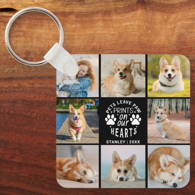Chaveiro 8 Foto Collage Pet Memorial (Frente)