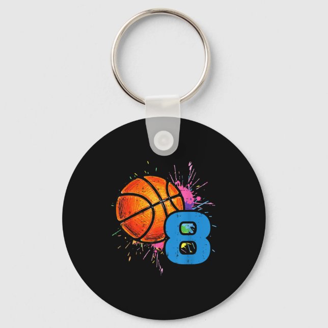 Chaveiro 8th Birthday Basketball 8 Year Old Bday Srts Boys  (Frente)
