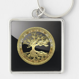 Chaveiro [90] Ouro Celta da Árvore de Vida [3D]