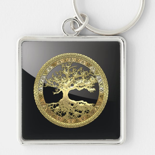 Chaveiro [90] Ouro Celta da Árvore de Vida [3D] (Frente)