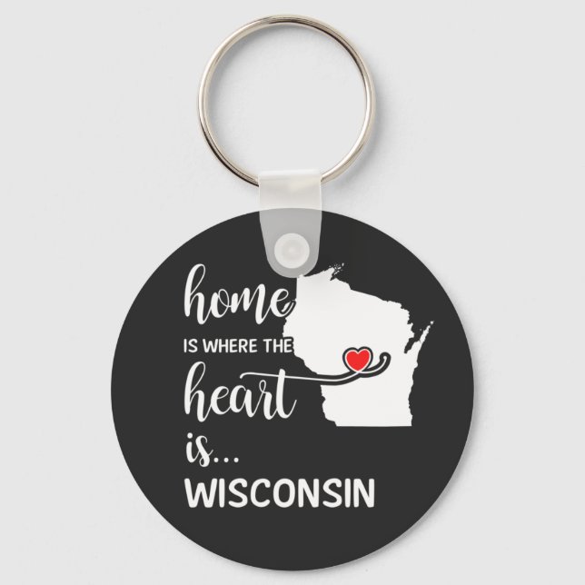 Chaveiro A casa de Wisconsin é onde está o coração (Frente)