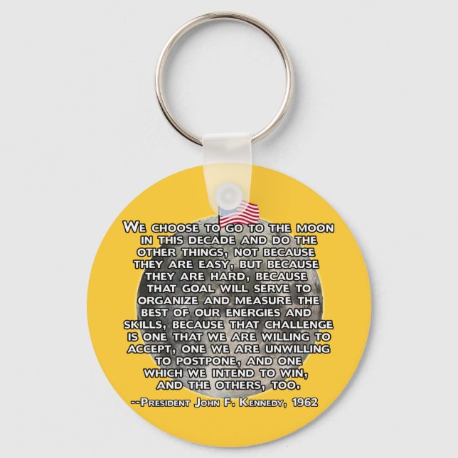 Chaveiro A citação do JFK que enviou humanos para a lua (Frente)