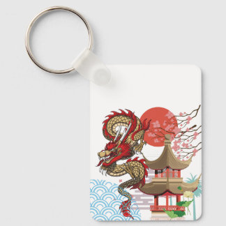 Chaveiro A collaboration of Japanese scenery and dragons