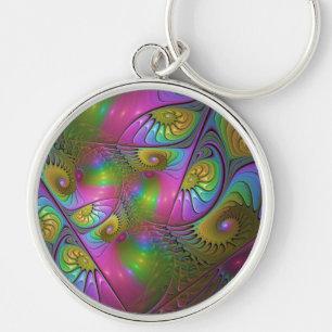 Chaveiro A Colorida Arte Abstrata Fractal Trippy Luminosa