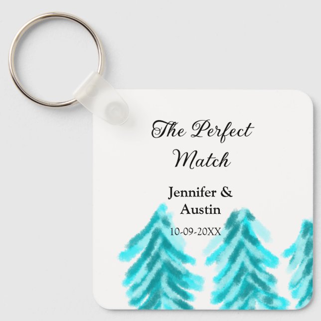 Chaveiro A combinação perfeita do casamento do pinheiro azu (Frente)
