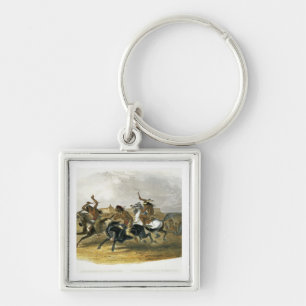 Chaveiro A corrida de cavalos de indianos de Sioux aproxima