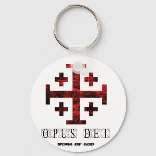 Chaveiro A cruz de Jerusalem - opus Dei - trabalho do deus