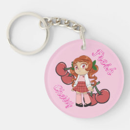 Chaveiro A Customized Key Chain with Cute Cherry Chibi