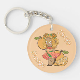 Chaveiro A Customized Key Chain with Cute Orange Chibi