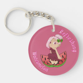 Chaveiro A Customized Key Chain with Cute Watermelon Chibi