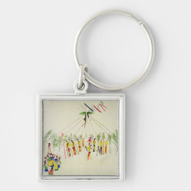 Chaveiro A dança de Sun do Shoshone (pigmento na musselina) (Frente)