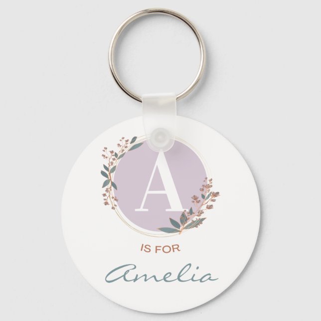 Chaveiro A é para Amelia (ou Nome Personalizado) Baby Girl  (Frente)