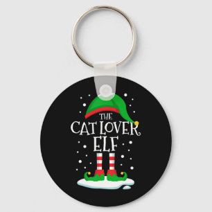 Chaveiro A Família De Natal Do Elfo Do Gato Correspondendo