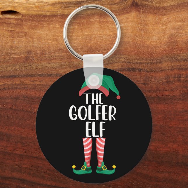 Chaveiro A Família Golfer Elf Golf Correspondendo ao Natal (Frente)