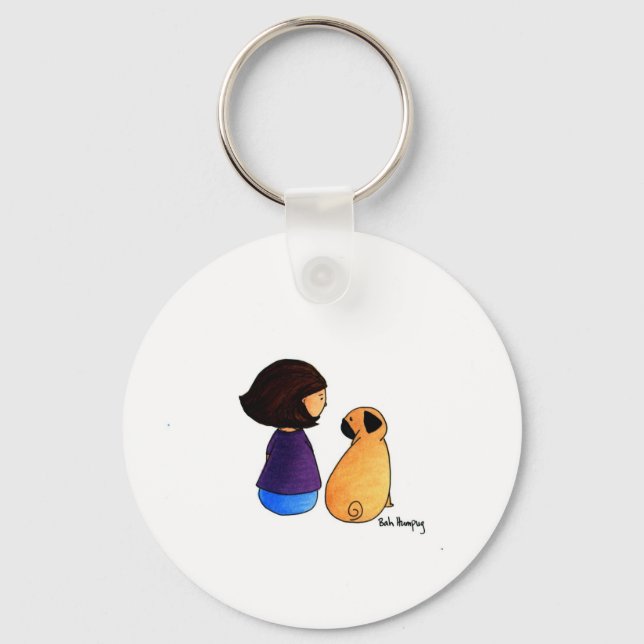 Chaveiro A Girl and Her Pug (morena) (Frente)