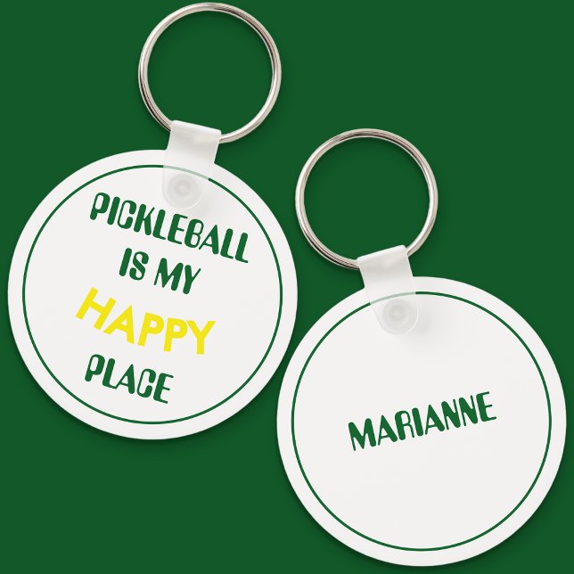 Chaveiro A Jogada De Retro Divertida É Meu Lugar Feliz (Pickleball Is My Happy Place Keyring)