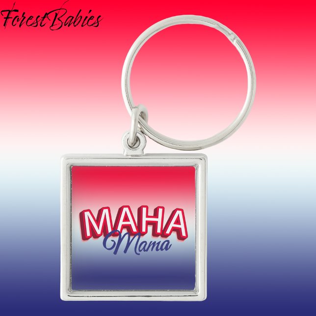 Chaveiro A Mama Patriótica MAHA Torna a América Saudável 🇺 (MAHA Mama red white & blue gradient Make America Healthy Again Keychain)