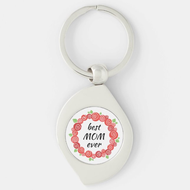 Chaveiro A melhor mãe do mundo rosa vermelha (Frente)