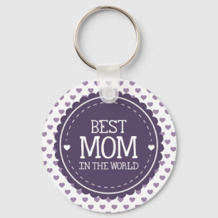 Chaveiro A melhor mãe no mundo violeta corações e círcu