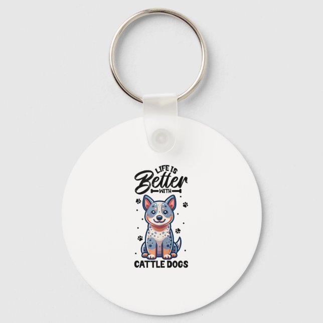 Chaveiro A melhor vida com o cão de boi australiano (Frente)