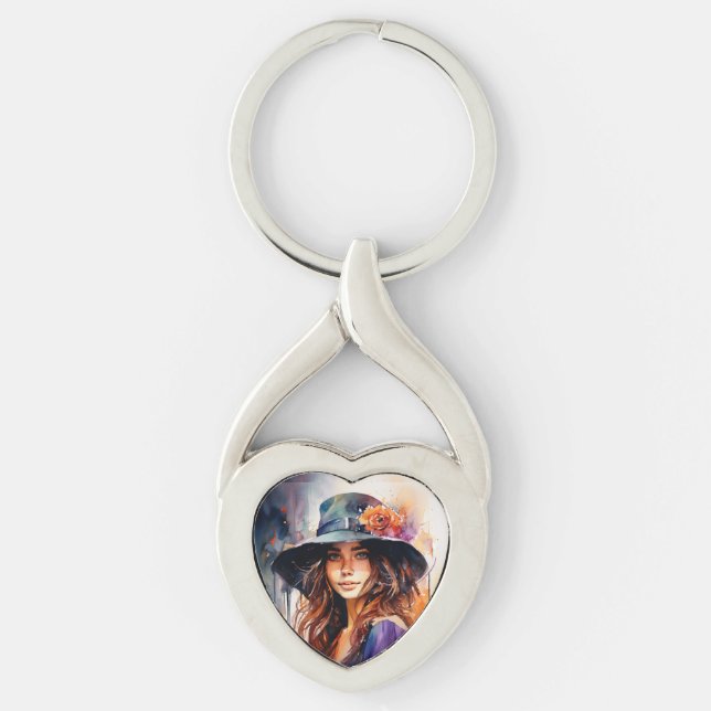 Chaveiro A Mulher no Chapéu: Retrato da Graça Vibrante (Frente)