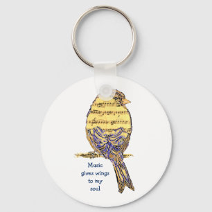 Chaveiro A música dá meu pássaro da nota da música das