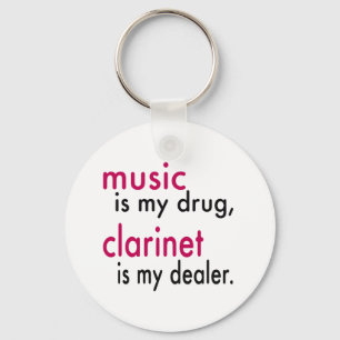 Chaveiro A música é minha droga, clarinete é meu negocia