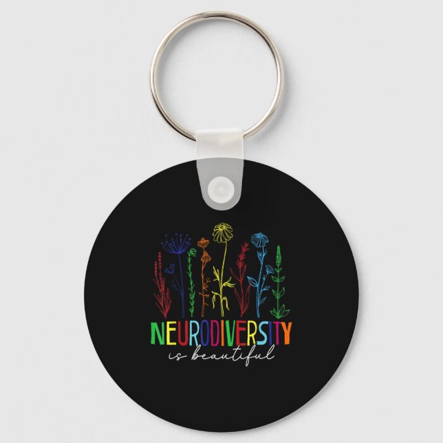 Chaveiro A neurodiversidade é bela consciência do autismo (Frente)