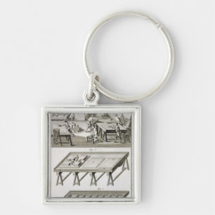 Chaveiro A oficina e as ferramentas de um fabricante do