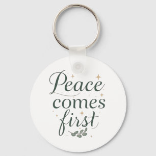 Chaveiro "A Paz Vem Primeiro" Letra Elegante