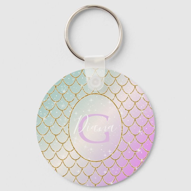 Chaveiro A Pequena Sereia. Ouro redimensionado em um turque (Frente)