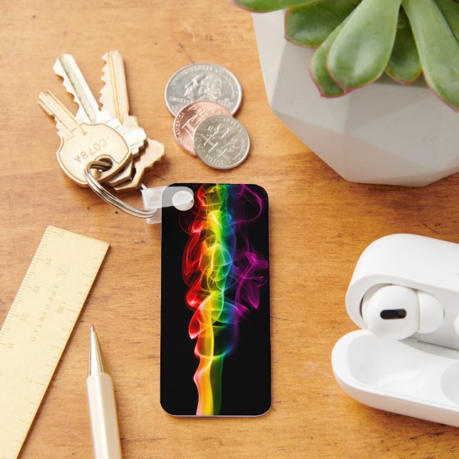 Chaveiro A pluma de energia arco-íris de SlipperyJoe captur (Mesa)