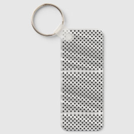Chaveiro A rectangular keychain with a metal ring