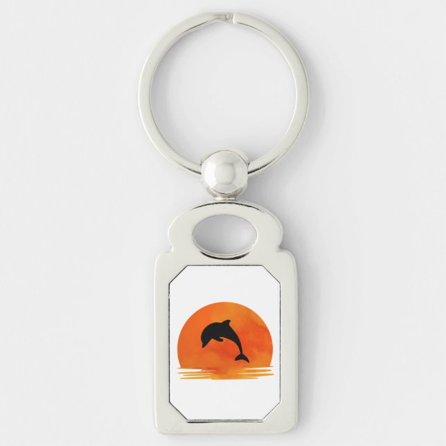 Chaveiro A Silhouette of a Jumping Dolphin on keychain. (Frente)