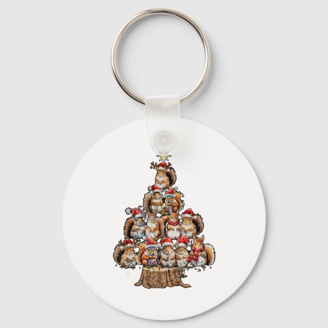 Chaveiro A Squirrel Christmas Tree Lights Forest Animal Lov (Frente)