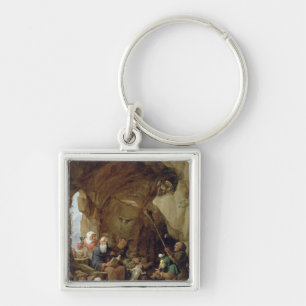 Chaveiro A tentação de St Anthony em uma caverna rochosa