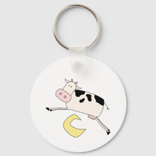 Chaveiro A vaca salta sobre o camiseta e os presentes da lu