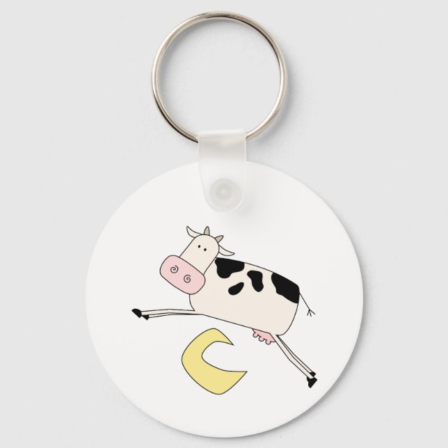 Chaveiro A vaca salta sobre o camiseta e os presentes da lu (Frente)