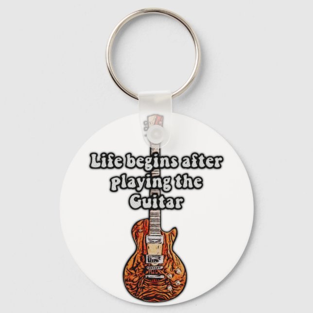Chaveiro A vida começa depois de tocar guitarra. (Frente)