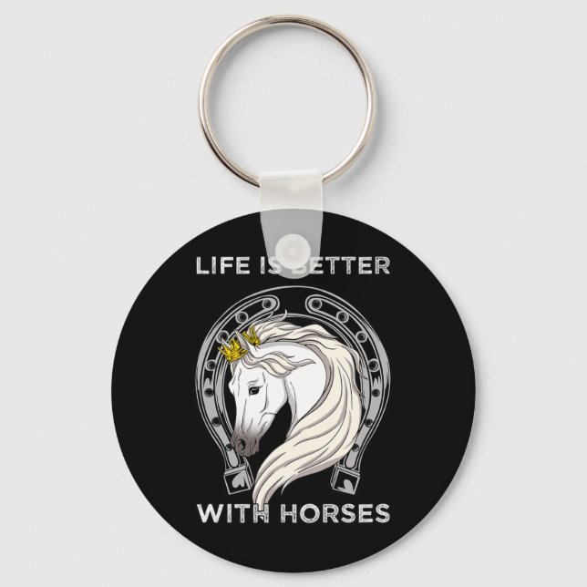 Chaveiro A Vida É Melhor Com Cavalos Que Eu Choro Equestres (Frente)