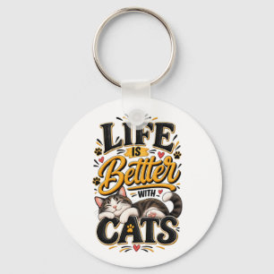 Chaveiro A Vida é Melhor Com Gatos