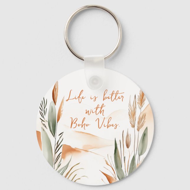Chaveiro A vida é melhor com o Boho Vibes - Boho personaliz (Frente)