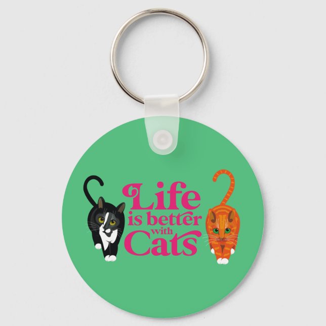 Chaveiro A vida é melhor com o Cats Key Ring (Frente)