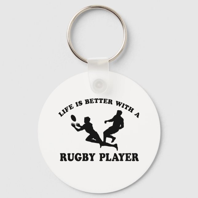 Chaveiro A vida é melhor com o jogador de Rugby (Frente)